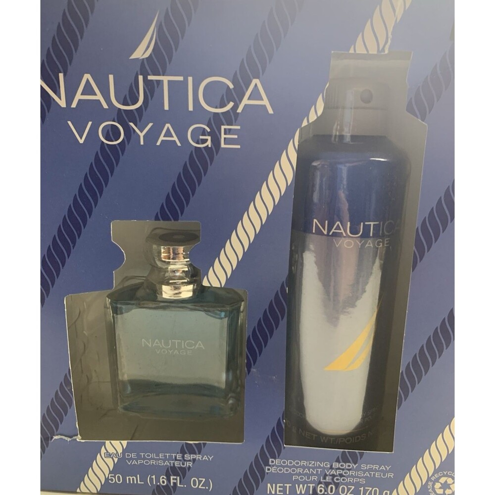 Nautica Voyage Gift Set 1.6 fl oz Eau de Toilette & 6 oz Body Spray for Men Coty - Picture 3 of 6